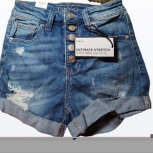 RUE 21 Ultimate Stretch HighRise)HighWaist Shortie Denim  Shorts (size 0)